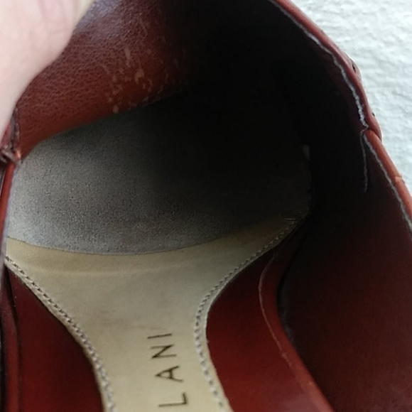 Antonio Melani Brown Leather Upper Square Toe Mid Blocked Heel Slip On Mule Shoe - Picture 10 of 12
